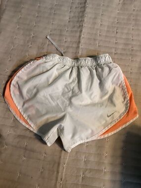 Nike White Athletic Shorts with Peach Side Panels